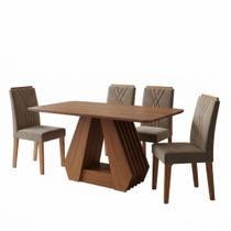 Mesa de Jantar Agata MDF Com 4 Cadeiras Estofadas Suede MOLCI