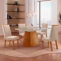 Mesa de Jantar Aida Lira 4 Lugares MDF Vidro Off White 90CM Moderna Mesa de Jantar Aida Lira 4 Lugares MDF Vidro Off White 90CM Moderna