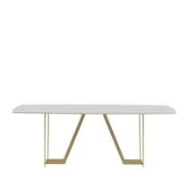 Mesa de Jantar Albany 219cm - Off White Fosco / Dourado