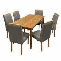 Mesa de Jantar Alegra 180x90cm Sem Vidro e 6 Cadeiras Giulia em Veludo Estofadas Jcm Cor Cinamomo com Tecido Cinza