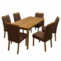 Mesa de Jantar Alegra 180x90cm Sem Vidro e 6 Cadeiras Jasmim em Veludo Estofadas Jcm Cor Cinamomo com Tecido Marrom Mesa de Jantar Alegra 180x90cm Sem Vidro e 6 Cadeiras Jasmim em Veludo Estofadas Jcm Cor Cinamomo com Tecido Marrom