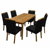 Mesa de Jantar Alegra 180x90cm Sem Vidro e 6 Cadeiras Jasmim em Veludo Estofadas Jcm Cor Cinamomo com Tecido Preto Mesa de Jantar Alegra 180x90cm Sem Vidro e 6 Cadeiras Jasmim em Veludo Estofadas Jcm Cor Cinamomo com Tecido Preto