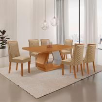 Mesa de Jantar Alvorada 180 cm Tampo MDF Canto Copo Laminado e 6 Cadeiras Yasmin Mesa de Jantar Alvorada 180 cm Tampo MDF Canto Copo Laminado e 6 Cadeiras Yasmin