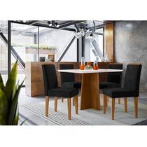 Mesa de Jantar Ambiente Anitta 120x80 cm com Vidro Ype Off White e 4 Cadeiras Ana Veludo Preto New Ceval Mesa de Jantar Ambiente Anitta 120x80 cm com Vidro Ype Off White e 4 Cadeiras Ana Veludo Preto New Ceval