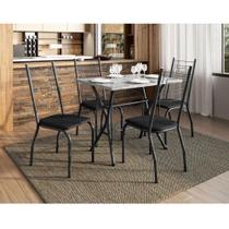 Mesa De Jantar Ambiente Bruna 100x60 Cm Com Granito Ocre Itabira Com 4 Cadeiras 063 Preto Mesa De Jantar Ambiente Bruna 100x60 Cm Com Granito Ocre Itabira Com 4 Cadeiras 063 Preto