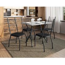 Mesa de Jantar Ambiente Bruna 100x60 cm com Granito Ocre Itabira com 4 Cadeiras 063 Preto Artefamol