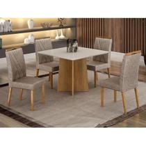 Mesa De Jantar Ambiente Jade 90cm Cinamomo Off White Com 4 Cadeiras Lara Linho Bege - Valdemóveis Mesa De Jantar Ambiente Jade 90cm Cinamomo Off White Com 4 Cadeiras Lara Linho Bege - Valdemóveis