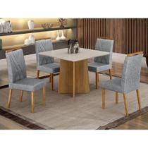 Mesa De Jantar Ambiente Jade 90cm Cinamomo Off White Com 4 Cadeiras Lara Linho Prata - Valdemóveis Mesa De Jantar Ambiente Jade 90cm Cinamomo Off White Com 4 Cadeiras Lara Linho Prata - Valdemóveis