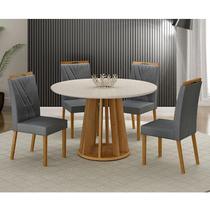 Mesa de Jantar Ambiente Rose Cinamomo Off White com 4 Cadeiras Lara Veludo Grafite - Valdemóveis