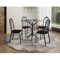 Mesa De Jantar Ambiente Thais 70x70 Cm Com Granito Ocre Itabira Com 4 Cadeiras 050 Preto Artefamol