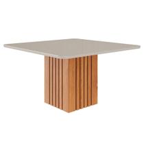 Mesa de Jantar Ana Quadrada 1 Tampo em MDF 130x130cm Cozinha Moderna Cinamomo/Off White - Cimol