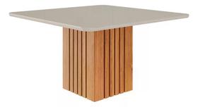 Mesa de Jantar Ana Quadrada Tampo em MDF/Vidro 130x130cm Cozinha Moderna Cinamomo/Off White - Cimol Mesa de Jantar Ana Quadrada Tampo em MDF/Vidro 130x130cm Cozinha Moderna Cinamomo/Off White - Cimol