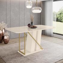 Mesa de Jantar Andy 160 C/ Vidro Off White - Henn