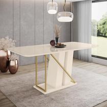 Mesa de Jantar Andy 200 C/ Vidro Off White - Henn