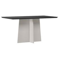 Mesa de Jantar Anitta 160x90 cm com Vidro Off White Preto New Ceval