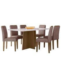 Mesa de Jantar Anitta 160x90 com 6 Cadeiras Ana - New Ceval