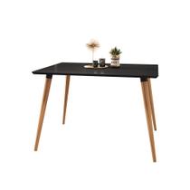 Mesa de Jantar Antonella 120cm Preto Pés Retrô Castanho C02 - D'Rossi