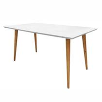 Mesa De Jantar Antonella 160x90 Cm Pés Retrô Castanho - D'rossi Cor Branco