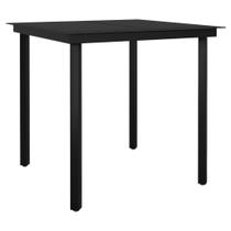 Mesa de jantar ao ar livre VidaXL Aço/Vidro 80x80x74cm Preto Mesa de jantar ao ar livre VidaXL Aço/Vidro 80x80x74cm Preto