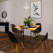 Mesa De Jantar Apartamento Estilo Industrial Moderna P/ 4 Cadeiras Sala Churrasqueira