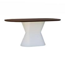 Mesa De Jantar Apollo Tampo Oblongo 180x90cm Branco-amêndoa