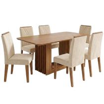 Mesa de Jantar Ariela MDF Com 6 Cadeiras Estofadas Suede MOLCI Mesa de Jantar Ariela MDF Com 6 Cadeiras Estofadas Suede MOLCI