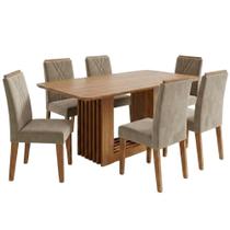 Mesa de Jantar Ariela MDF Com 6 Cadeiras Estofadas Suede MOLCI Mesa de Jantar Ariela MDF Com 6 Cadeiras Estofadas Suede MOLCI