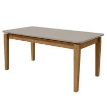 Mesa de Jantar Áries 180 cm Amêndoa Clean Off White Tampo com Vidro Lopas