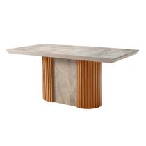 Mesa de Jantar Aspen 180cm Tampo BP Marmorizado Canto Reto Moderna Mobília