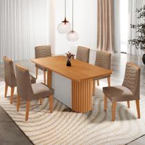 Mesa de Jantar Aspen 180cm Tampo MDF Laminado Canto Copo com 6 Cadeiras Eloise Moderna Mobília