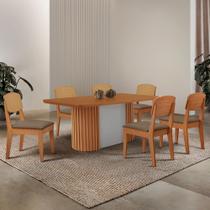 Mesa de Jantar Aspen 180cm Tampo MDF Laminado com 6 Cadeiras Copper Premium Moderna Mobília
