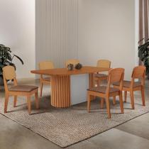 Mesa De Jantar Aspen 180cm Tampo Mdf Laminado Copper Premium Tork /naturale /off White
