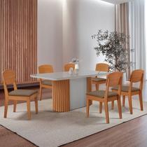 Mesa De Jantar Aspen 180cm Tampo Mdf Vidro 6 Cadeiras Copper Veludo Capuccino/nat/off/serig. Off Mesa De Jantar Aspen 180cm Tampo Mdf Vidro 6 Cadeiras Copper Veludo Capuccino/nat/off/serig. Off
