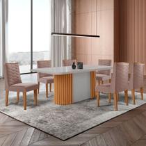 Mesa de Jantar Aspen 180cm Tampo MDF Vidro com 6 Cadeiras Safira Moderna Mobília Mesa de Jantar Aspen 180cm Tampo MDF Vidro com 6 Cadeiras Safira Moderna Mobília
