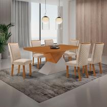 Mesa de Jantar Aster 180 Cm Tampo MDF Canto Copo Laminado e 6 Cadeiras Lira Mesa de Jantar Aster 180 Cm Tampo MDF Canto Copo Laminado e 6 Cadeiras Lira