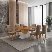 Mesa de Jantar Aster 180cm Tampo MDF Laminado Canto Copo com 6 Cadeiras Carolina Mesa de Jantar Aster 180cm Tampo MDF Laminado Canto Copo com 6 Cadeiras Carolina