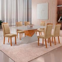Mesa de Jantar Aster Lorena 6 Lugares Vidro Off White 180CM Moderna Mesa de Jantar Aster Lorena 6 Lugares Vidro Off White 180CM Moderna