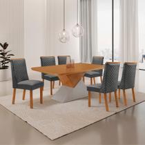 Mesa de Jantar Aster Yasmin 180 cm Tampo MDF Canto copo Laminado com 6 Cadeiras Moderna Mobília Mesa de Jantar Aster Yasmin 180 cm Tampo MDF Canto copo Laminado com 6 Cadeiras Moderna Mobília