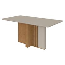 Mesa de Jantar Astrid 170 cm Amêndoa Clean Off White Tampo com Vidro Lopas