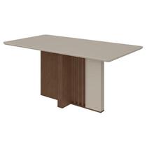 Mesa de Jantar Astrid 170 cm Imbuia Clean Off White Tampo com Vidro Lopas