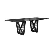 Mesa de Jantar Áustria C03 218x110 cm - Laca Preto/Ébano - Amarena Móveis