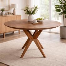 Mesa de Jantar Ayla 1,30m Tampo Laminado Madeira Base Madeira Cinamomo