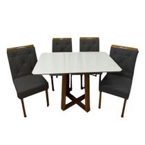 Mesa de Jantar Bali 120x80cm com Vidro e 4 Cadeiras Jasmim em Veludo Estofadas Minas Plac Cor Cinamomo Off White com Tecido Preto Mesa de Jantar Bali 120x80cm com Vidro e 4 Cadeiras Jasmim em Veludo Estofadas Minas Plac Cor Cinamomo Off White com Tecido Preto