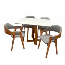 Mesa de Jantar Bali 120x80cm com Vidro e 4 Cadeiras Perola em Linho Madeira Minas Plac Cor Cinamomo Off White com Tecido Cinza Mesa de Jantar Bali 120x80cm com Vidro e 4 Cadeiras Perola em Linho Madeira Minas Plac Cor Cinamomo Off White com Tecido Cinza