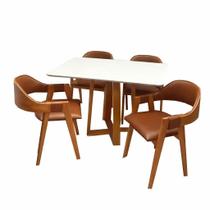 Mesa de Jantar Bali 120x80cm com Vidro e 4 Cadeiras Perola em material sintético Madeira Minas Plac Cor Cinamomo Off White com Tecido Marrom Mesa de Jantar Bali 120x80cm com Vidro e 4 Cadeiras Perola em material sintético Madeira Minas Plac Cor Cinamomo Off White com Tecido Marrom
