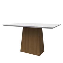 Mesa de Jantar Bárbara 135x90 Imbuia/Off White Tampo com Vidro - New Ceval