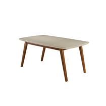 Mesa de Jantar Barcelona com Vidro 180 cm - Acabamento Champagne/Off White