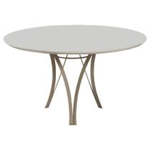 Mesa de Jantar Barcelona Redonda 1,20M Off White Base em Metal Champanhe - C&M Decor Mesa de Jantar Barcelona Redonda 1,20M Off White Base em Metal Champanhe - C&M Decor