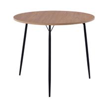 Mesa de Jantar Barcelona redonda - base de aço preto e tampo castanho - OOCA Móveis