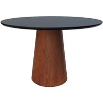 Mesa De Jantar Base Cone Laminado Cinamomo Amêndoa Tampo 120 Laqueado Preto